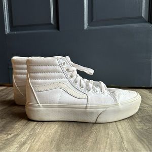 white high top platform Vans